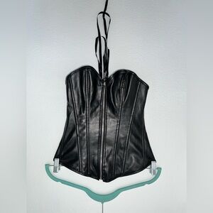 Women’s black corset faux leather